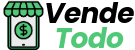 Logo de VendeTodo: un diseño minimalista con un toldo de mercado verde, un ícono de dólar y el texto 'VendeTodo' en tipografía moderna, simbolizando una plataforma de clasificados para comprar y vender de todo.