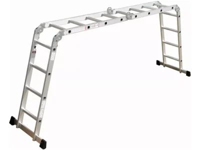 Escalera Articulada Plegable Aluminio Klugan 12 Escalones Color Gris